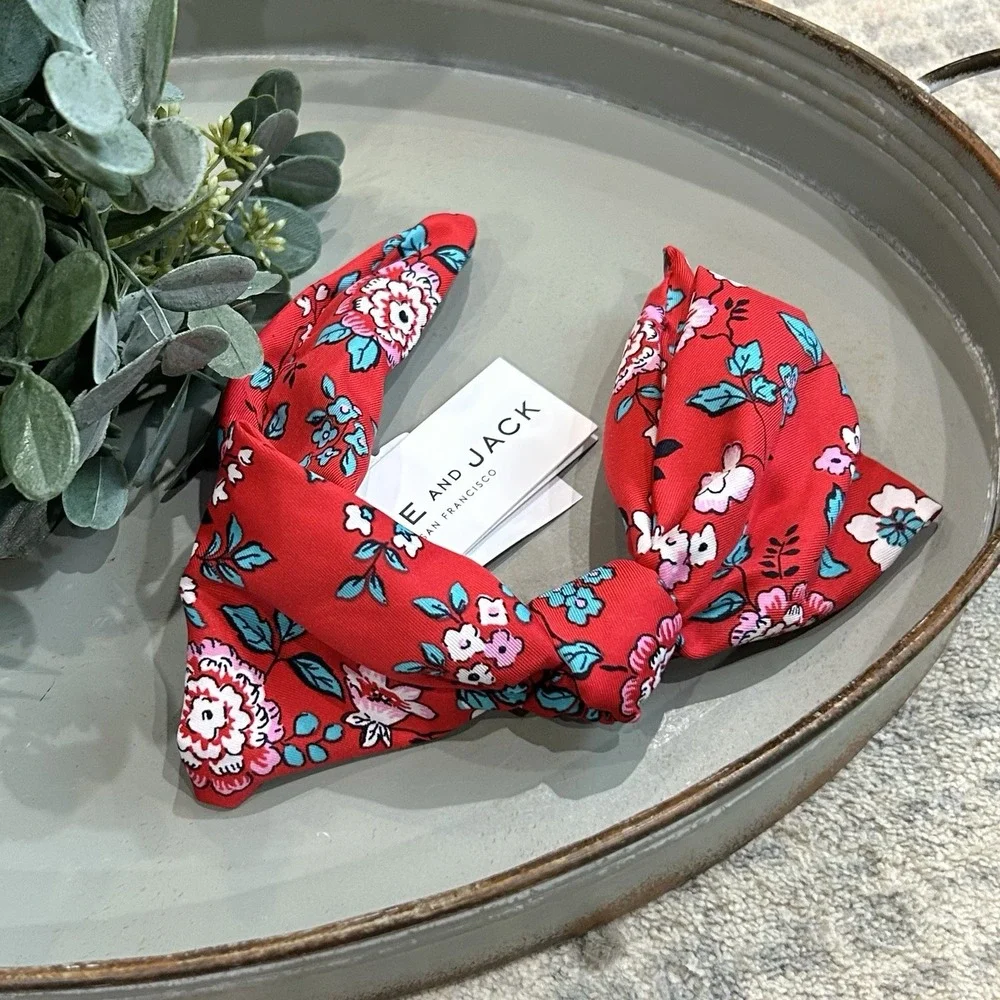 Janie and Jack‎ Toddler Girls Red Floral Headband with Bow NEW One Size
